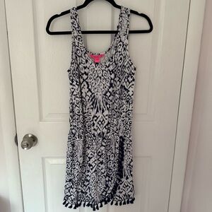 Lilly Pulitzer Sleeveless Scoop Neck Romper Blue and White Size Small